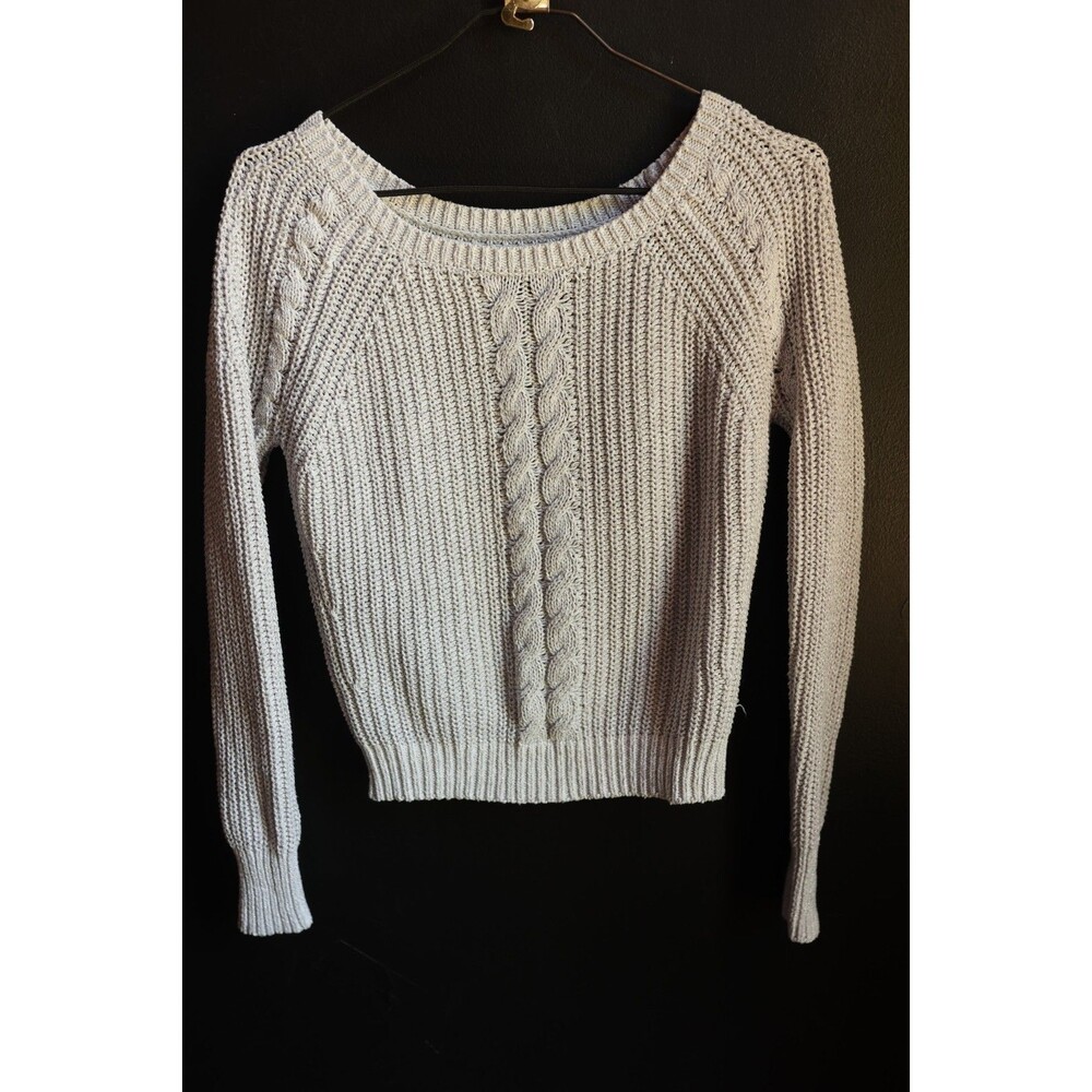 Abercrombie And Fitch Sweater Gold Sparkle Cable Knit Preppy Cozycore Soft Girl